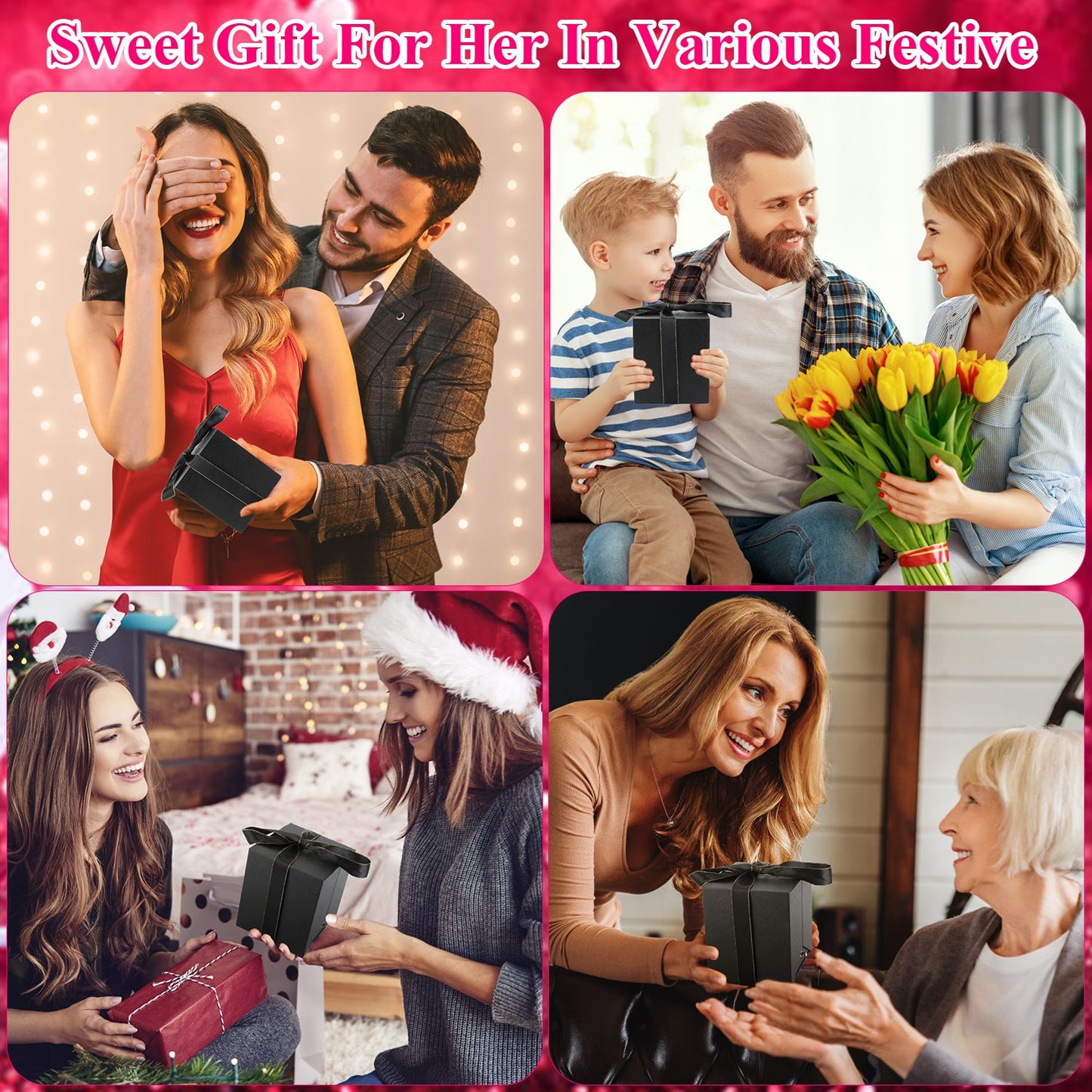 1Pc Preserved Red Real Rose with Heart Necklace Eternal Flowers Rose with Golden Necklace Gifts for Women Mom Wife Girlfriend Grandma on Valentine Mother Day Christmas Anniversary